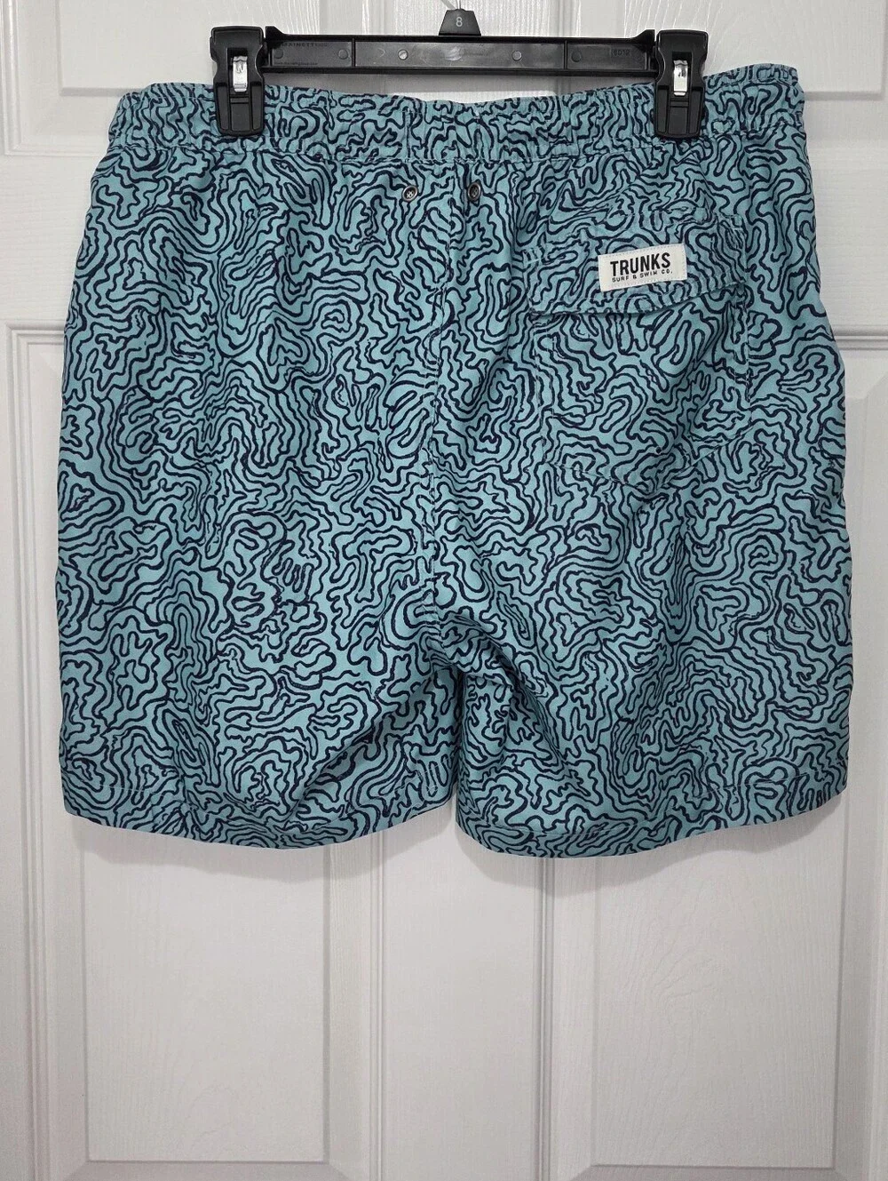 Trunk Surf & Swim Men Blue Abstract Print Swimming Trunks Shorts Size Medium